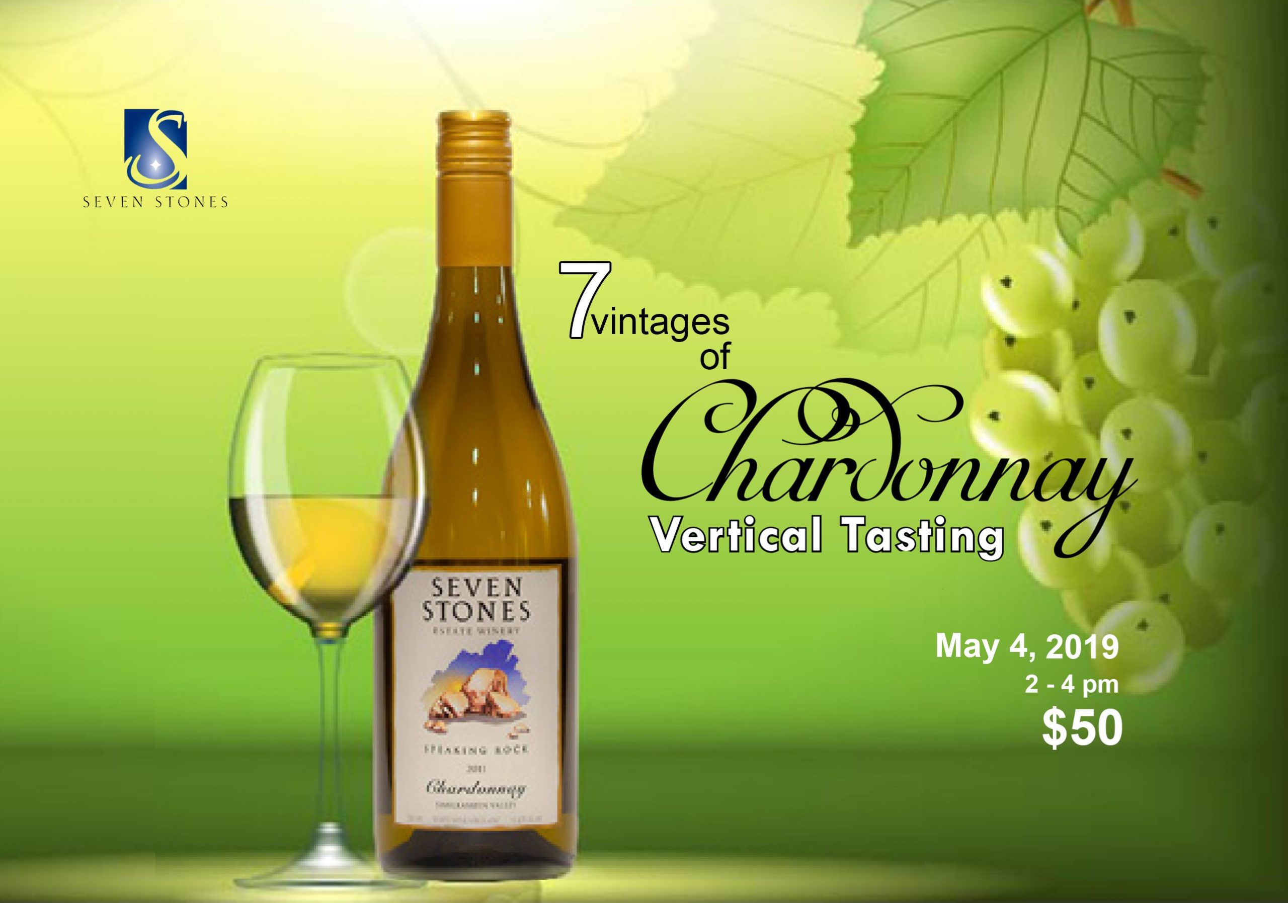 Seven Stones Chardonnay tasting event poster