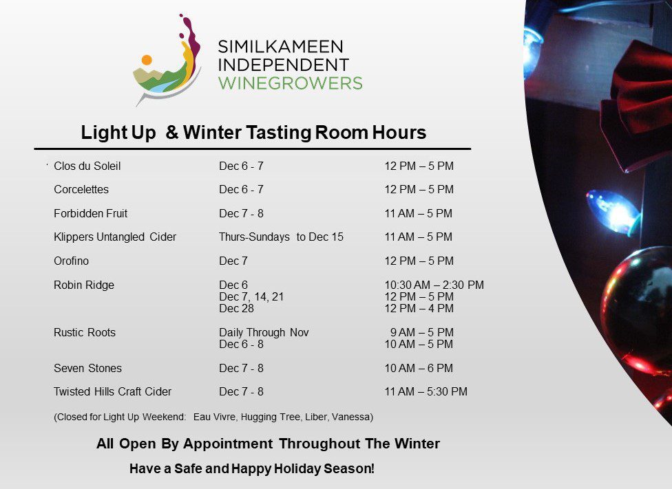 Light up and winter tasting hours 2019 poster