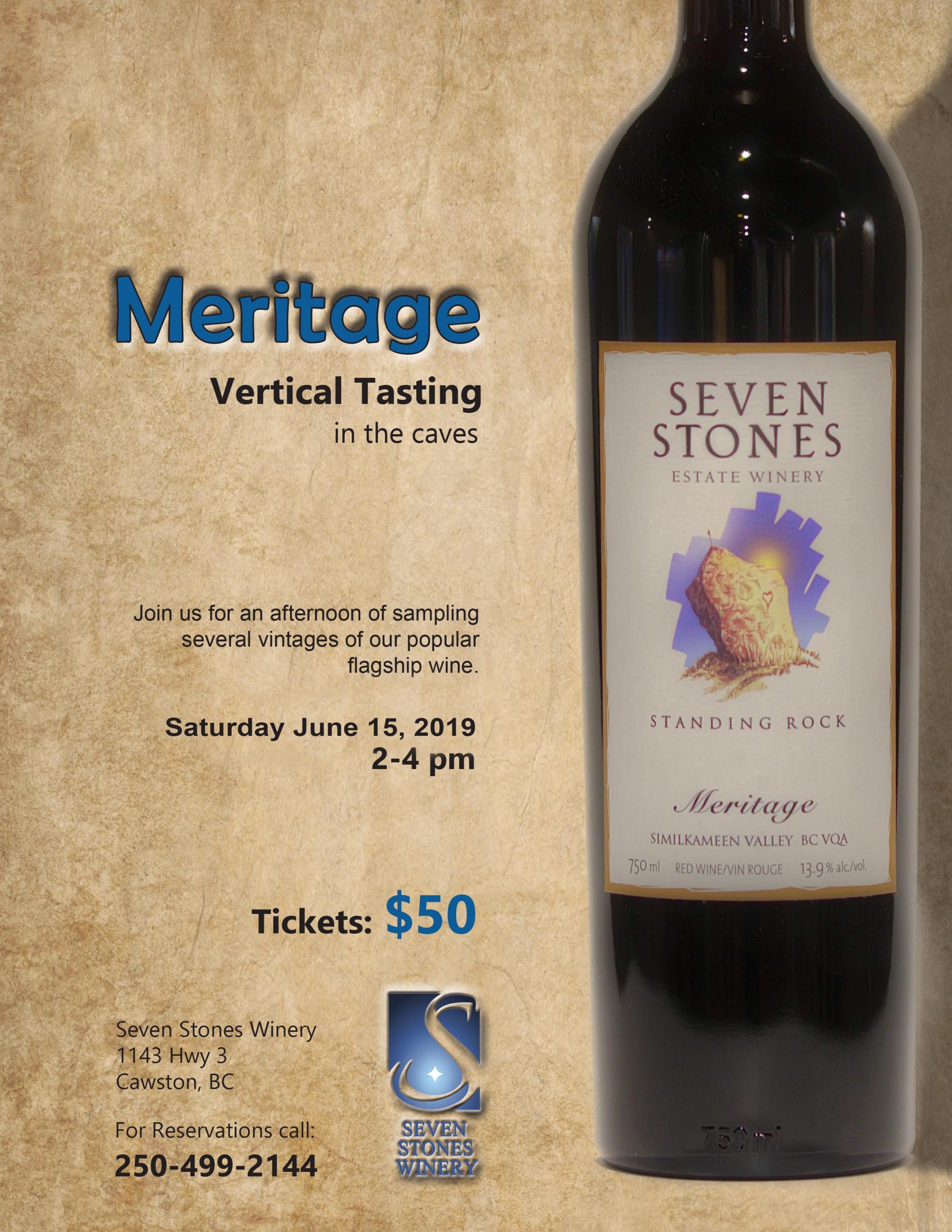 Seven Stones Meritage tasting event poster