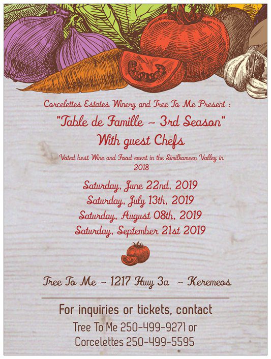 Corcellettes Estates Winery Table de Famille dining series event poster