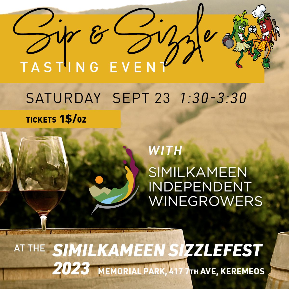 Sip & Sizzle tasting event poster